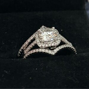 1ct Moissanite wedding ring set, Bridal ring set